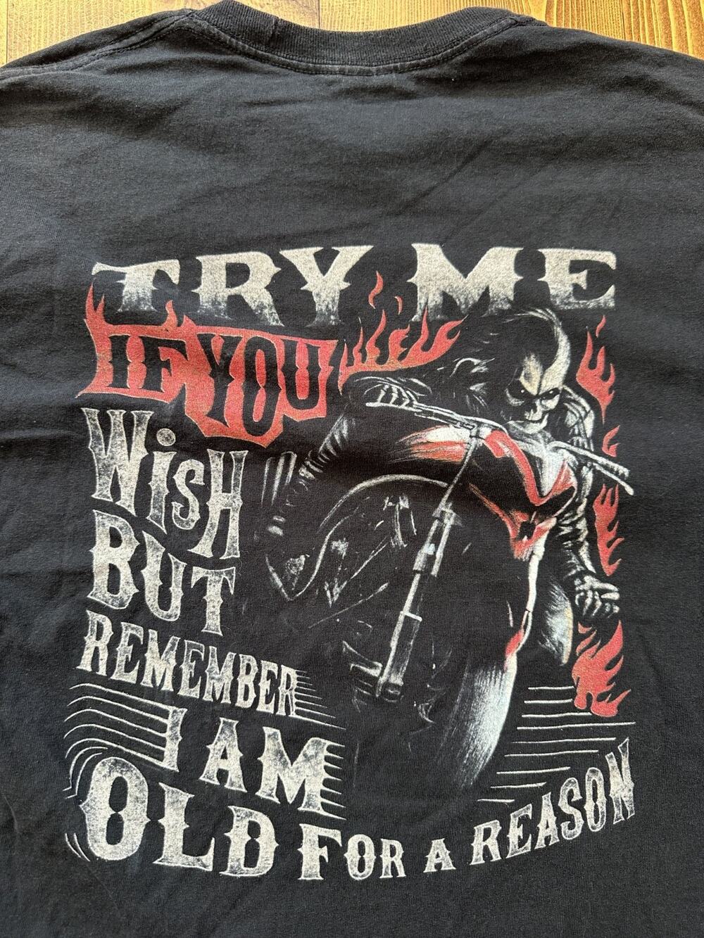 I Am Old For A Reason Ghost Rider Style Black Long Sleeve Vintage Biker T-shirt